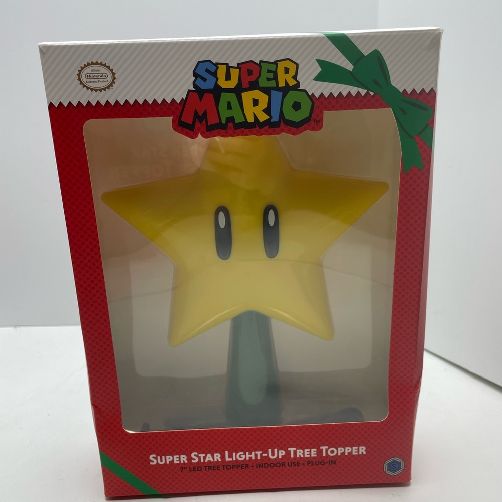 Nintendo Super Mario 9" Super Star Light Up LED Plug In Christmas Tree Topper